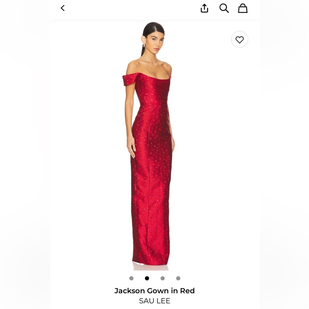 Sau Lee Jackson Off-Shoulder Strapless Red Gown
